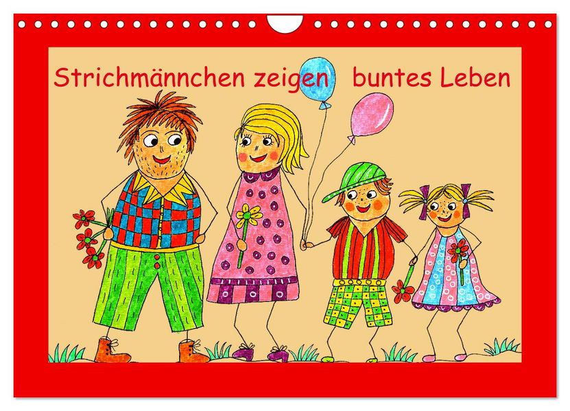 Strichmännchen zeigen buntes Leben (Wandkalender 2027 DIN A4 quer) CALVENDO Monatskalender
