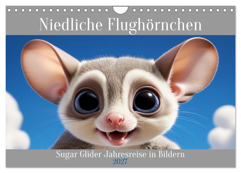 Niedliche Flughörnchen - Sugar Glider Jahresreise (Wandkalender 2027 DIN A4 quer) CALVENDO Monatskalender