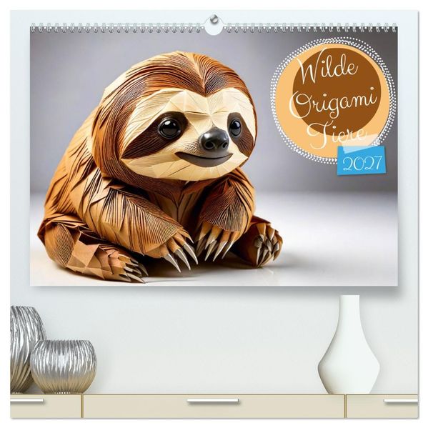 Wilde Origami Tiere (hochwertiger Premium Wandkalender 2027 DIN A2 quer) Kunstdruck in Hochglanz