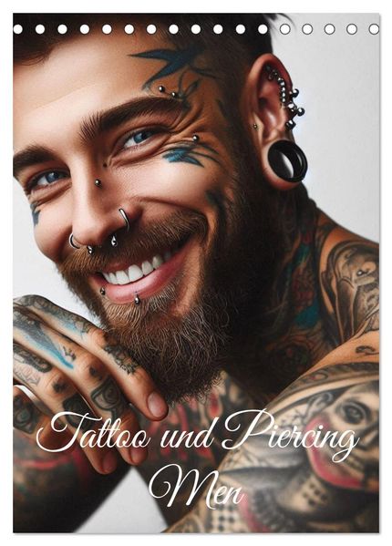 Tattoo und Piercing Men (Tischkalender 2027 DIN A5 hoch) CALVENDO Monatskalender