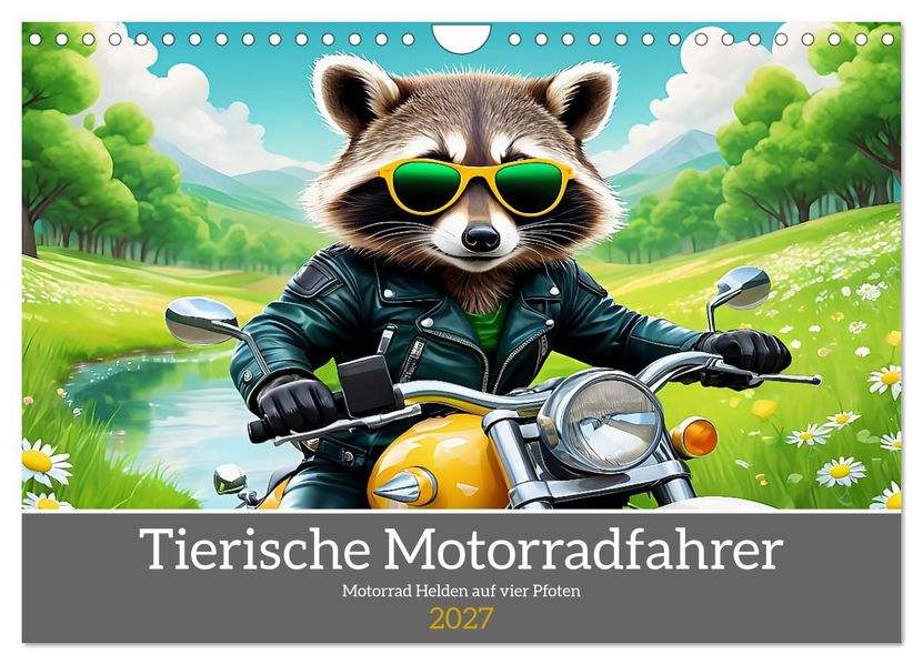 Tierische Motorradfahrer (Wandkalender 2027 DIN A4 quer) CALVENDO Monatskalender