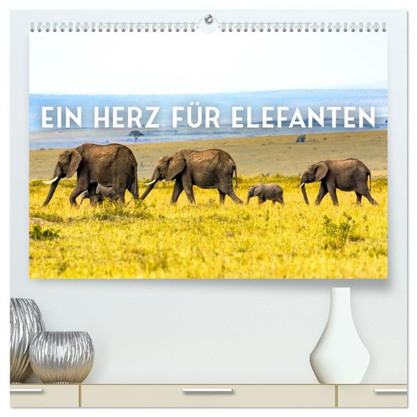 Ein Herz für Elefanten (hochwertiger Premium Wandkalender 2027 DIN A2 quer) Kunstdruck in Hochglanz