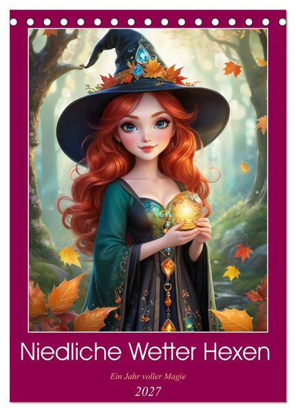 Niedliche Wetter Hexen (Tischkalender 2027 DIN A5 hoch) CALVENDO Monatskalender