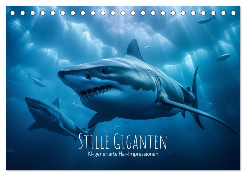Stille Giganten - KI-generierte Hai-Impressionen (Tischkalender 2027 DIN A5 quer) CALVENDO Monatskalender