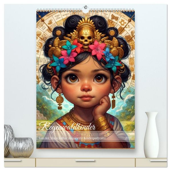 Regenwaldkinder - Ein vom Leben der Mayas inspierter Kinderkalender (hochwertiger Premium Wandkalender 2027 DIN A2 hoch) Kunstdruck in Hochglanz