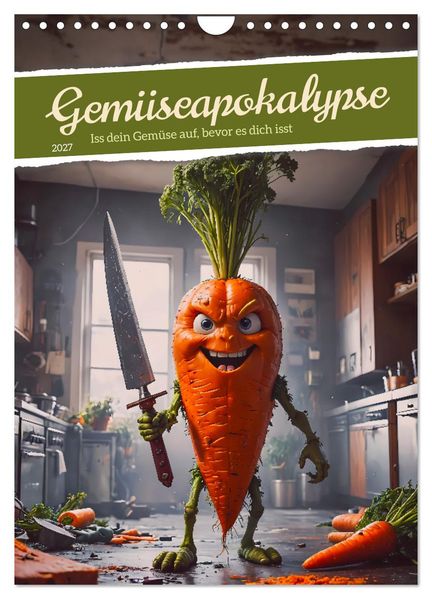 Gemüseapokalypse - Iss dein Gemüse auf bevor es dich isst (Wandkalender 2027 DIN A4 hoch) CALVENDO Monatskalender