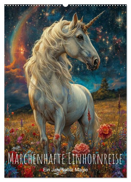 Märchenhafte Einhornreise - Ein Jahr voller Magie (Wandkalender 2027 DIN A2 hoch) CALVENDO Monatskalender