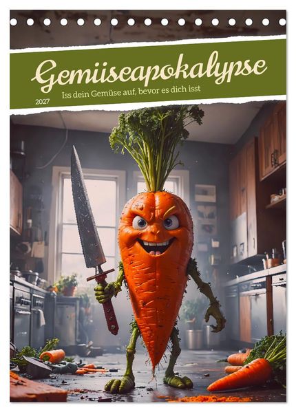 Gemüseapokalypse - Iss dein Gemüse auf bevor es dich isst (Tischkalender 2027 DIN A5 hoch) CALVENDO Monatskalender