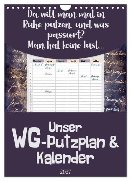 Gothic WG-Putzplan & Kalender 2027 (Wandkalender 2027 DIN A4 hoch) CALVENDO Monatskalender