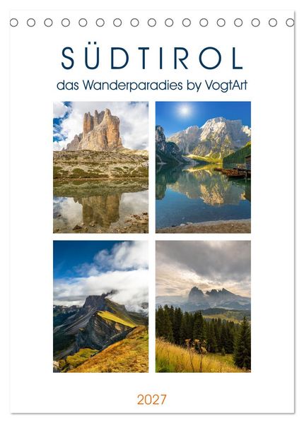 Südtirol das Wanderparadies (Tischkalender 2027 DIN A5 hoch) CALVENDO Monatskalender