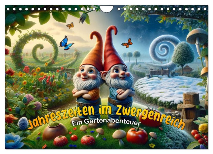Jahreszeiten im Zwergenreich: Ein Gartenabenteuer (Wandkalender 2027 DIN A4 quer) CALVENDO Monatskalender