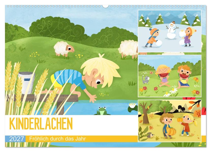 KINDERLACHEN - Fröhlich durch das Jahr - Ein Kinderkalender (Wandkalender 2027 DIN A2 quer) CALVENDO Monatskalender