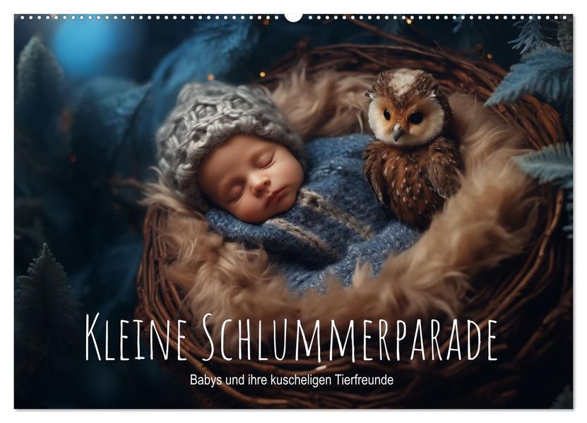 Kleine Schlummerparade: Babys und ihre kuscheligen Tierfreunde (Wandkalender 2027 DIN A2 quer) CALVENDO Monatskalender