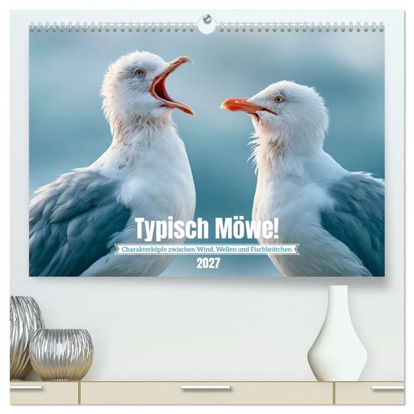 Typisch Möwe! (hochwertiger Premium Wandkalender 2027 DIN A2 quer) Kunstdruck in Hochglanz