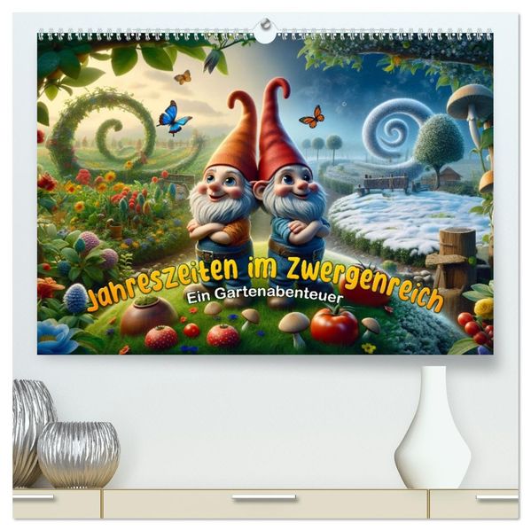Jahreszeiten im Zwergenreich: Ein Gartenabenteuer (hochwertiger Premium Wandkalender 2027 DIN A2 quer) Kunstdruck in Hochglanz