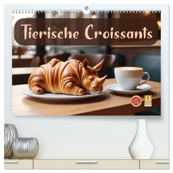 Tierische Croissants (hochwertiger Premium Wandkalender 2027 DIN A2 quer) Kunstdruck in Hochglanz