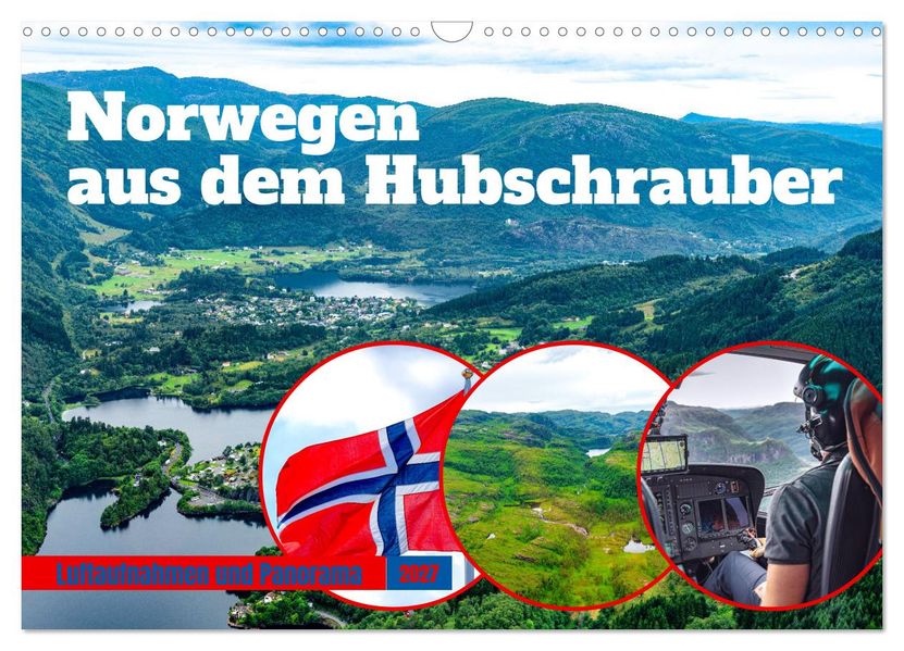 Norwegen aus dem Hubschrauber - Luftaufnahmen und Panorama (Wandkalender 2027 DIN A3 quer) CALVENDO Monatskalender