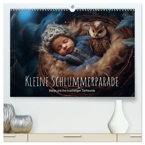 Kleine Schlummerparade: Babys und ihre kuscheligen Tierfreunde (hochwertiger Premium Wandkalender 2027 DIN A2 quer) Kunstdruck in Hochglanz
