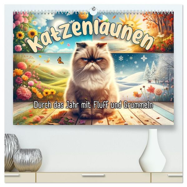 Katzenlaunen - Durch das Jahr mit Fluff und Grummeln (hochwertiger Premium Wandkalender 2027 DIN A2 quer) Kunstdruck in Hochglanz