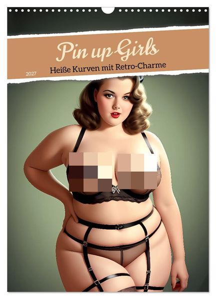 Pin up Girls Heiße Kurven mit Retro Charme (Wandkalender 2027 DIN A3 hoch) CALVENDO Monatskalender