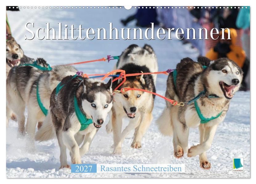 Schlittenhunderennen: Rasantes Schneetreiben (Wandkalender 2027 DIN A2 quer) CALVENDO Monatskalender