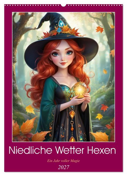 Niedliche Wetter Hexen (Wandkalender 2027 DIN A2 hoch) CALVENDO Monatskalender