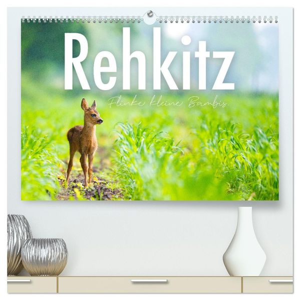 Rehkitz - Flinke kleine Bambis. (hochwertiger Premium Wandkalender 2027 DIN A2 quer) Kunstdruck in Hochglanz
