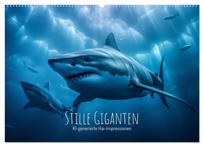 Stille Giganten - KI-generierte Hai-Impressionen (Wandkalender 2027 DIN A2 quer) CALVENDO Monatskalender