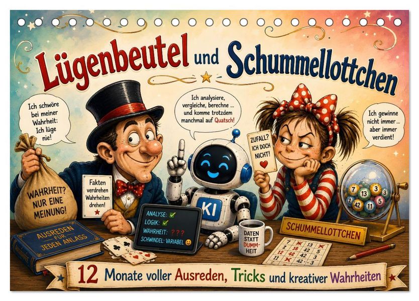 Lügenbeutel und Schummellottchen - 12 Monate voller Ausreden Tricks und kreativer Wahrheiten (Tischkalender 2027 DIN A5 quer) CALVENDO Monatskalender