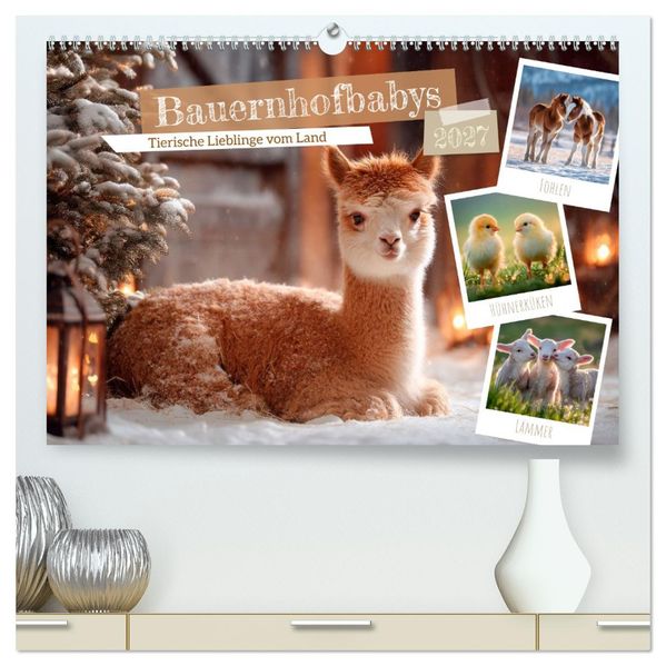 Bauernhofbabys - Tierische Lieblinge vom Land (hochwertiger Premium Wandkalender 2027 DIN A2 quer) Kunstdruck in Hochglanz