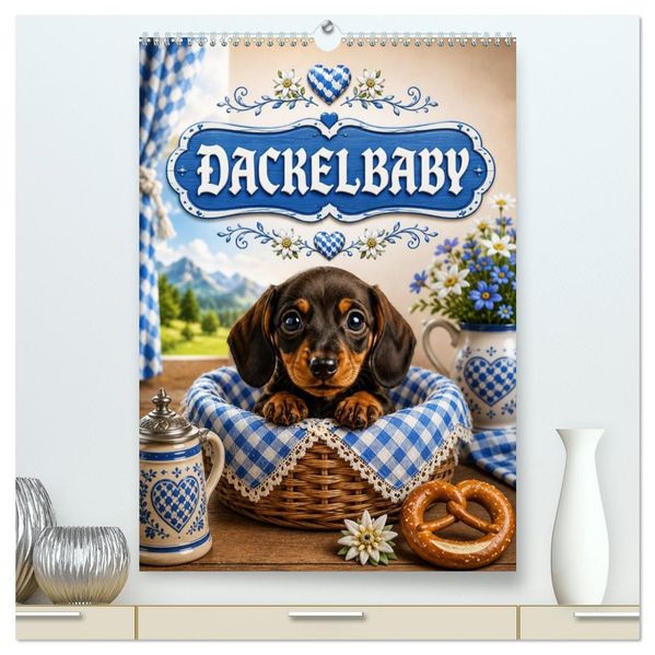 Dackelbaby- A bissl frech ganz vui liab! (hochwertiger Premium Wandkalender 2027 DIN A2 hoch) Kunstdruck in Hochglanz
