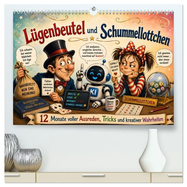 Lügenbeutel und Schummellottchen - 12 Monate voller Ausreden Tricks und kreativer Wahrheiten (hochwertiger Premium Wandkalender 2027 DIN A2 quer) Kunstdruck in Hochglanz