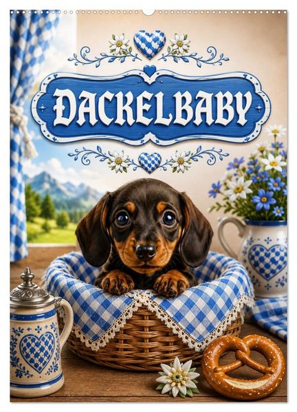 Dackelbaby- A bissl frech ganz vui liab! (Wandkalender 2027 DIN A2 hoch) CALVENDO Monatskalender