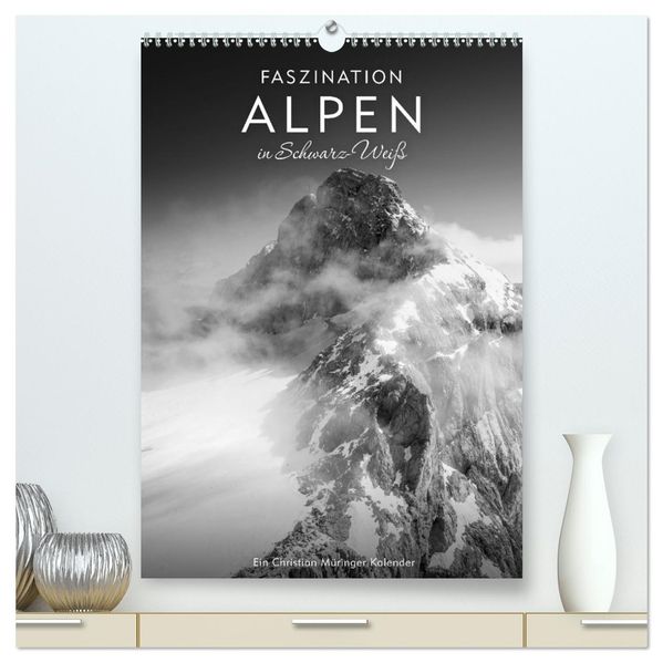 Faszination Alpen in Schwarz-Weiß (hochwertiger Premium Wandkalender 2027 DIN A2 hoch) Kunstdruck in Hochglanz