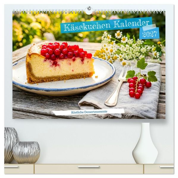 Käsekuchen Kalender - Köstliche Dessertmomente (hochwertiger Premium Wandkalender 2027 DIN A2 quer) Kunstdruck in Hochglanz