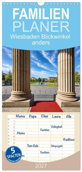 Familienplaner 2027 - Wiesbaden Blickwinkel anders mit 5 Spalten (Wandkalender 21 x 45 cm) CALVENDO