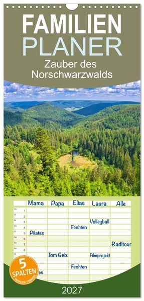 Familienplaner 2027 - Zauber des Norschwarzwalds mit 5 Spalten (Wandkalender 21 x 45 cm) CALVENDO