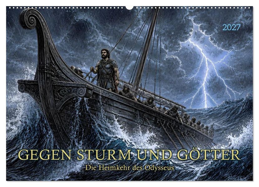 Gegen Sturm und Götter: Die Heimkehr des Odysseus (Wandkalender 2027 DIN A2 quer) CALVENDO Monatskalender