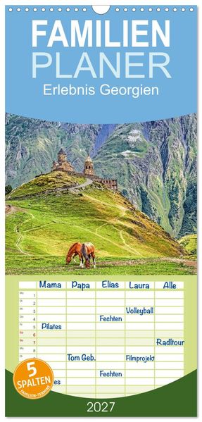Familienplaner 2027 - Erlebnis Georgien mit 5 Spalten (Wandkalender 21 x 45 cm) CALVENDO
