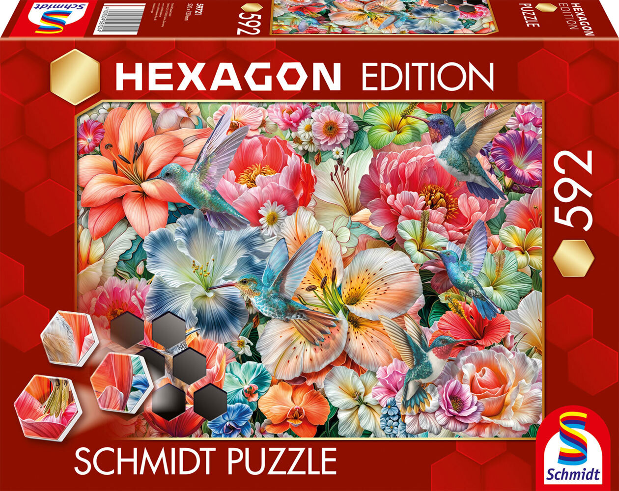 Hexagon Puzzle Große Blüten 592 Teile