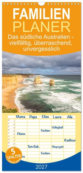 Familienplaner 2027 - Das südliche Australien - vielfältig überraschend unvergesslich mit 5 Spalten (Wandkalender 21 x 45 cm) CALVENDO