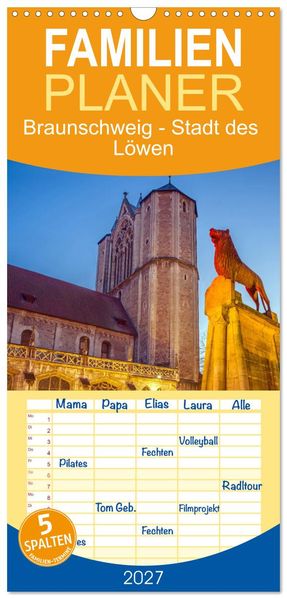 Familienplaner 2027 - Braunschweig - Stadt des Löwen mit 5 Spalten (Wandkalender 21 x 45 cm) CALVENDO