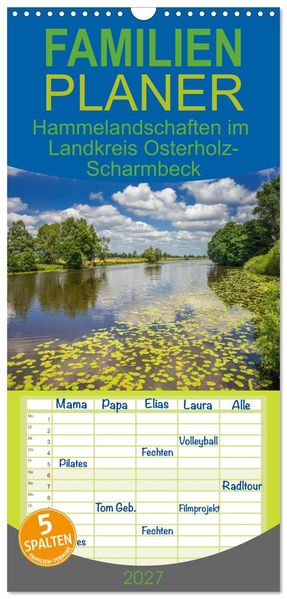 Familienplaner 2027 - Hammelandschaften im Landkreis Osterholz-Scharmbeck mit 5 Spalten (Wandkalender 21 x 45 cm) CALVENDO