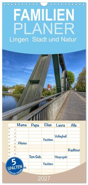 Familienplaner 2027 - Lingen Stadt und Natur mit 5 Spalten (Wandkalender 21 x 45 cm) CALVENDO
