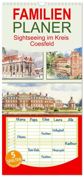 Familienplaner 2027 - Sightseeing im Kreis Coesfeld mit 5 Spalten (Wandkalender 21 x 45 cm) CALVENDO