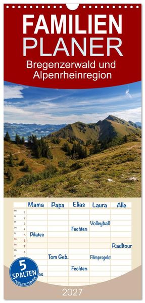 Familienplaner 2027 - Bregenzerwald und Alpenrheinregion mit 5 Spalten (Wandkalender 21 x 45 cm) CALVENDO