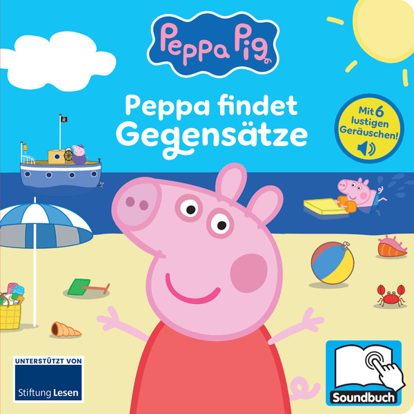 Peppa Pig - Peppa findet Gegensätze - Pappbilderbuch mit 6 integrierten Sounds - Soundbuch für Kinder ab 18 Monaten - Peppa Wutz