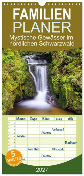 Familienplaner 2027 - Mystische Gewässer im nördlichen Schwarzwald mit 5 Spalten (Wandkalender 21 x 45 cm) CALVENDO