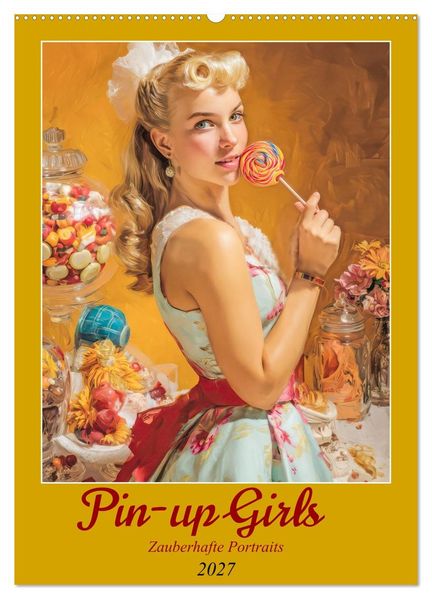 Pin-up Girls - Zauberhafte Portraits (Wandkalender 2027 DIN A2 hoch) CALVENDO Monatskalender