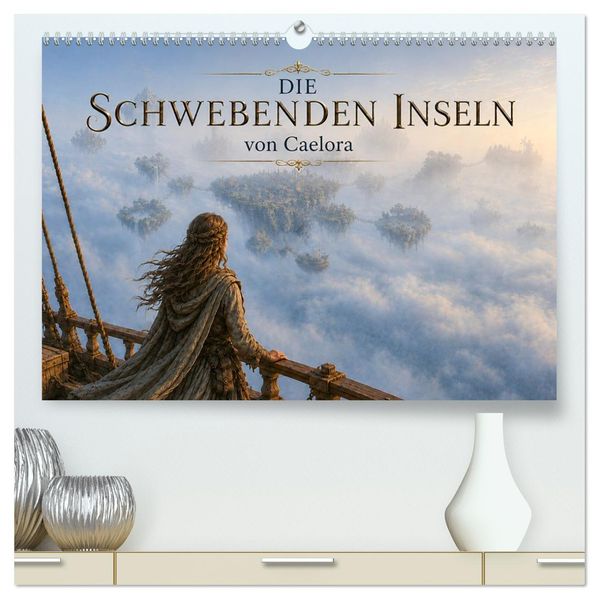 Die schwebenden Inseln von Caelora (hochwertiger Premium Wandkalender 2027 DIN A2 quer) Kunstdruck in Hochglanz